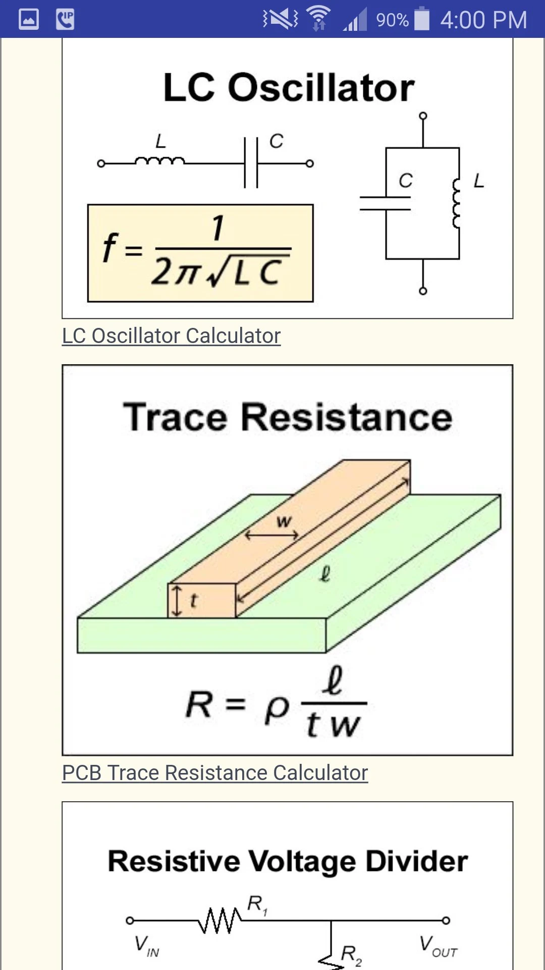 Electric Circuit Calculators screenshot